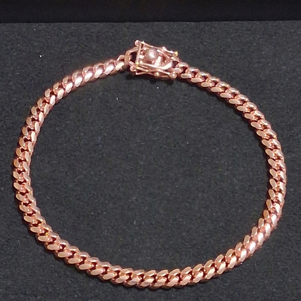 Rose Gold Over SS925 Diamond Cut Cuban 7" 4mm